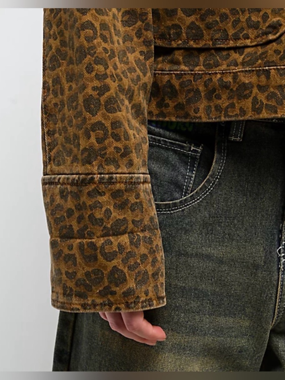 STOOSH Cheetah Brown Wash Crop Barn Jacket - Picture 4 of 7